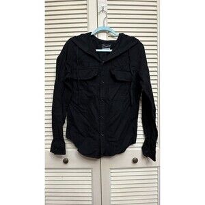 Original Use Mens S Hooded Button Up Pockets Cotton NEW Black SZ S